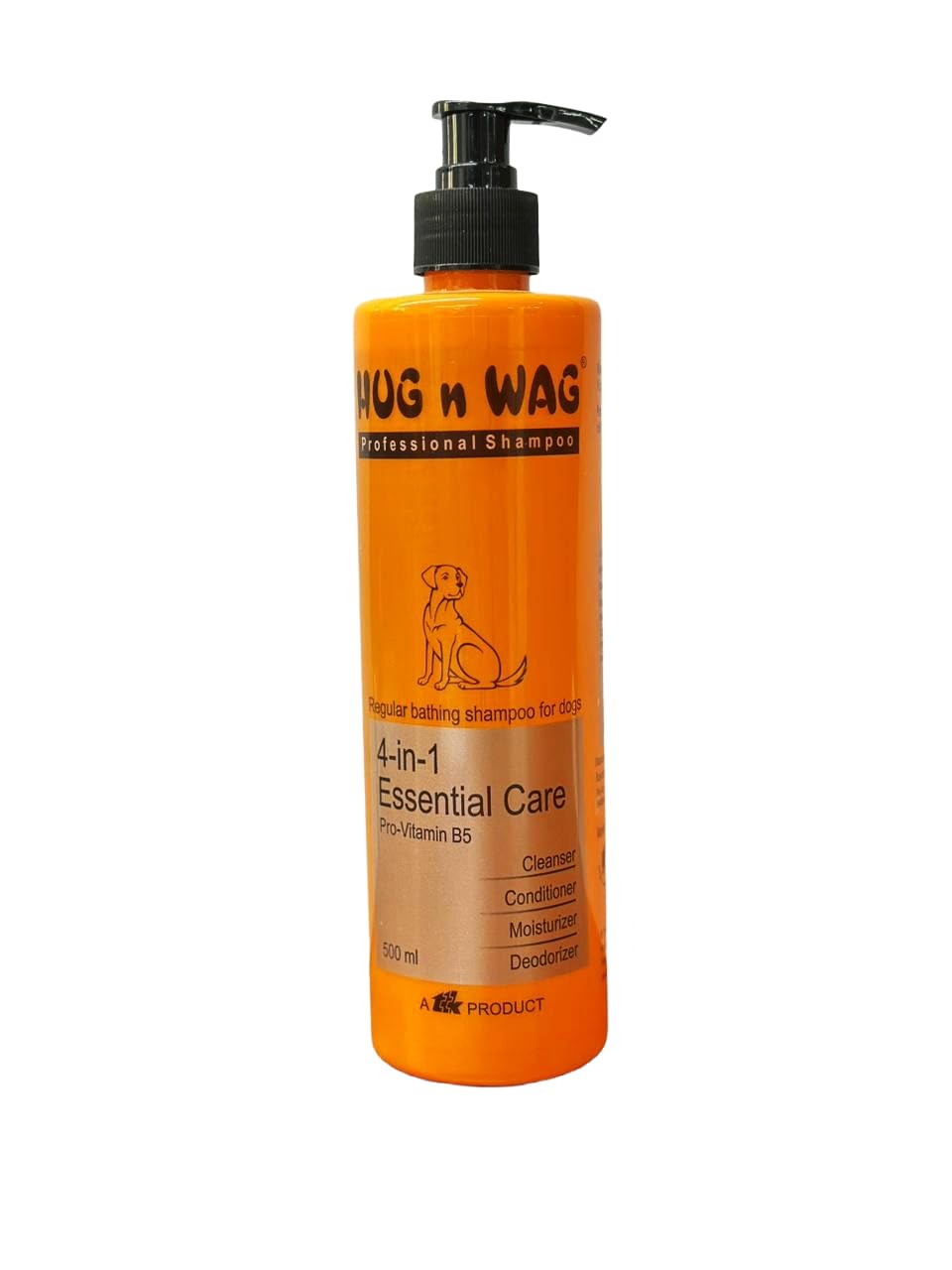 Hug N Wag Professional 4-In-1 Dog Shampoo | Cleanser, Conditioner, Moisturizer, & Deodorizer | Orange Peel Oil & Pro-Vitamin B5 