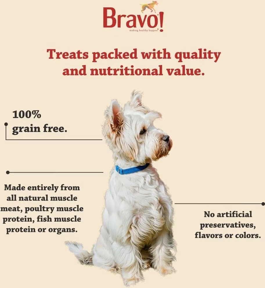 Bravo! Freeze Dried Raw Dog Treats, Chicken Breast, High Protein, Grain Free, 3 Ounce