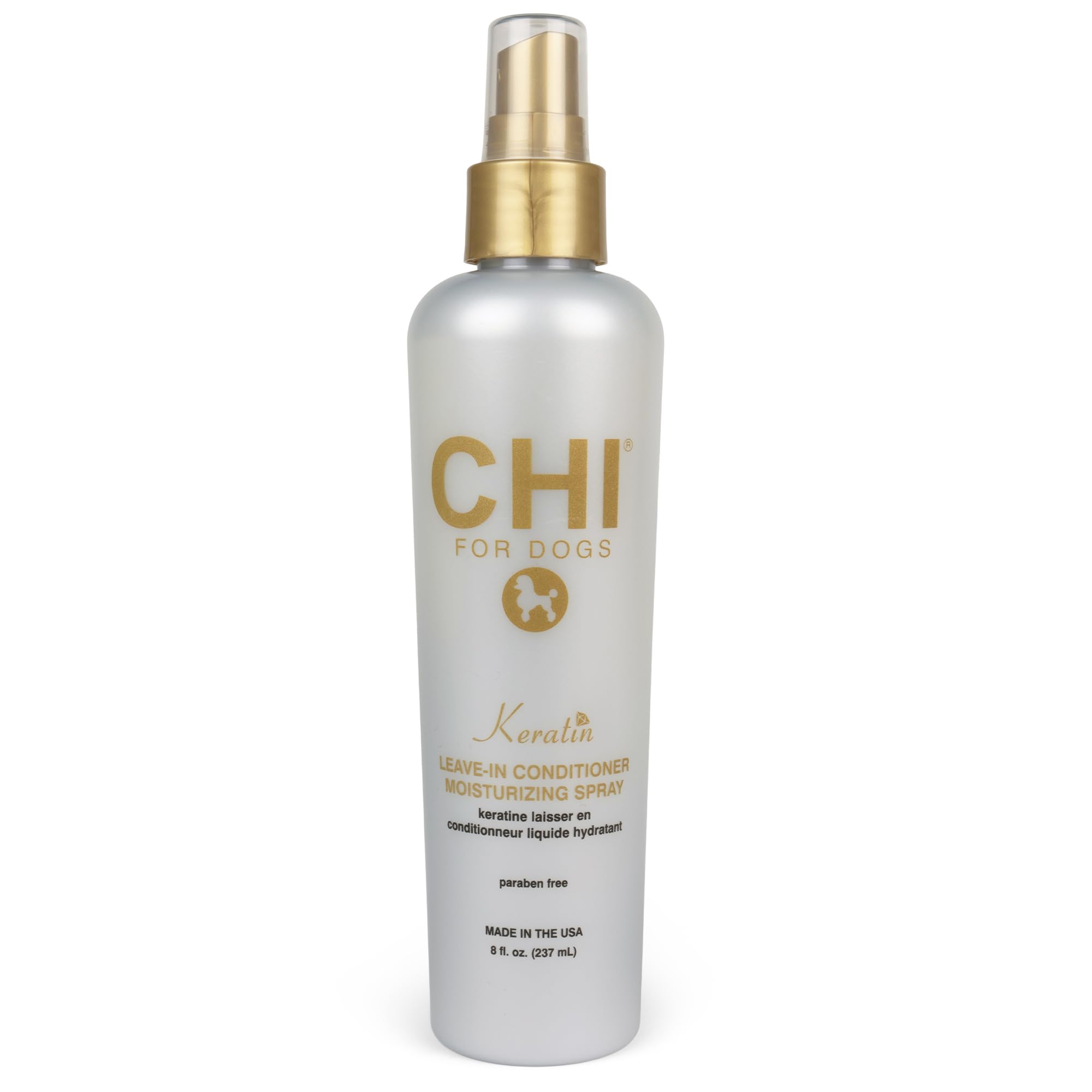 CHI For Dogs Keratin Leave In Conditioner Moisturizing Spray, 8 oz Paraben Free & pH Balanced for Dogs Made In the USA, Clear (F