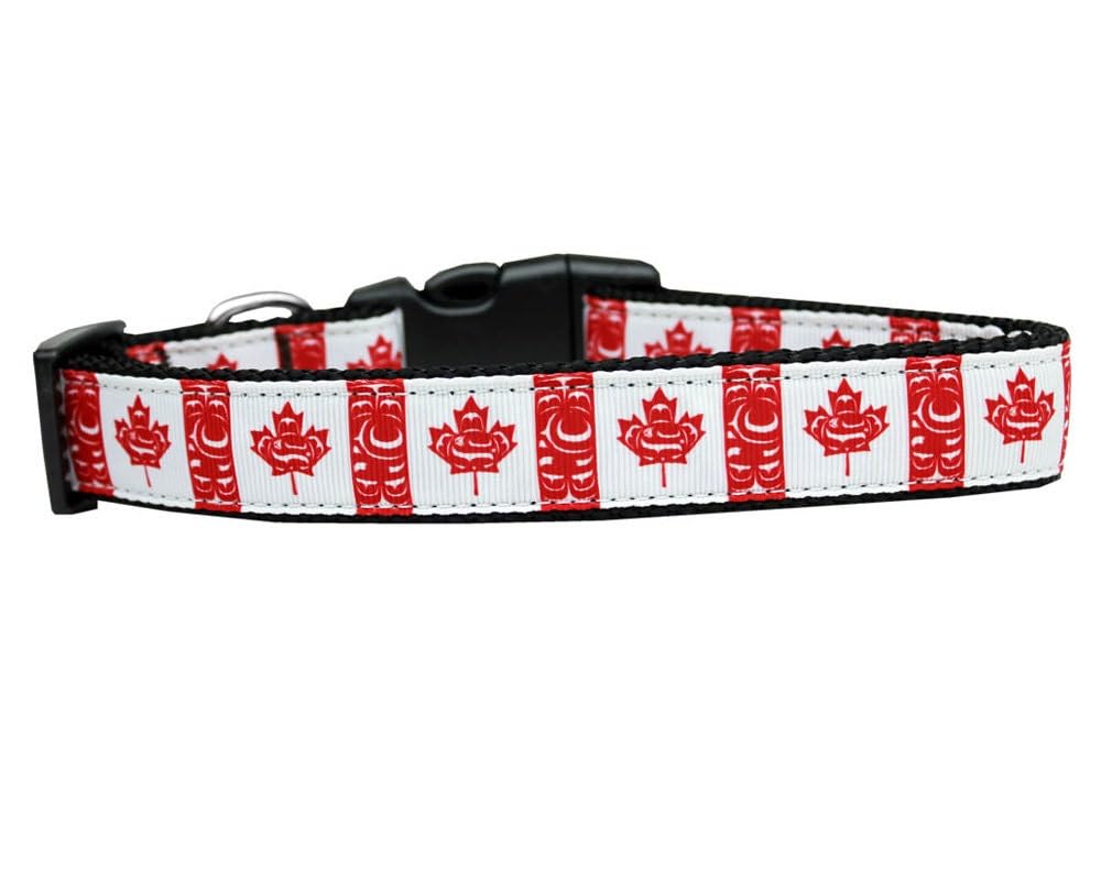 Pet Dog & Cat Nylon Collar or Leash, "Canadian Flag In Swirls" SM Collar