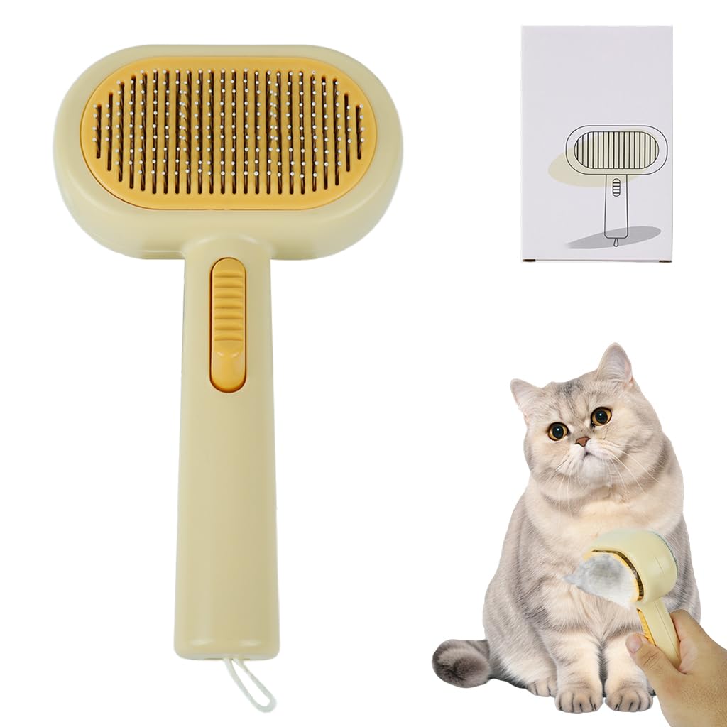 Qpets Dog Brush For Grooming, Deshedding Tool & SelfCleaning Slicker Brush  Double Sided Pet Hair Remover For Undercoat, Lint 