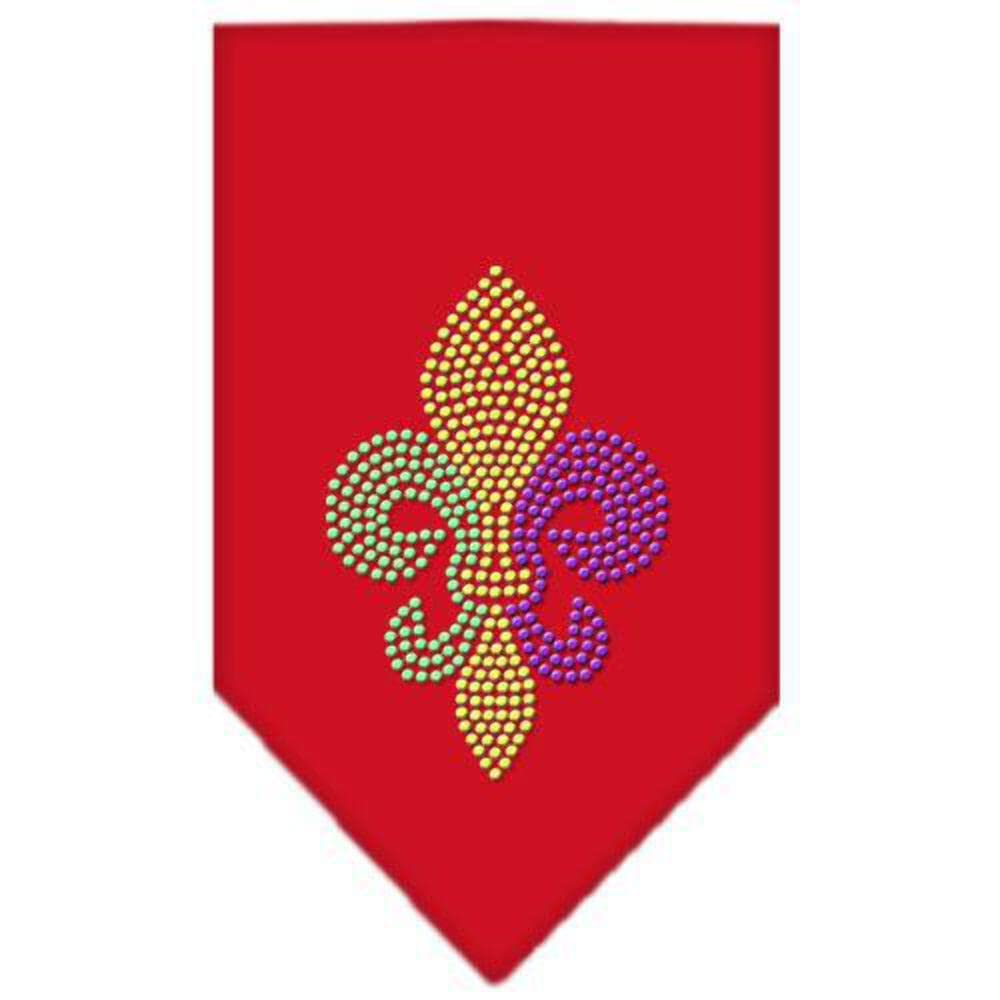 Mirage Pet Products Mardi Gras Fleur De Lis Rhinestone Bandana, Red, Small