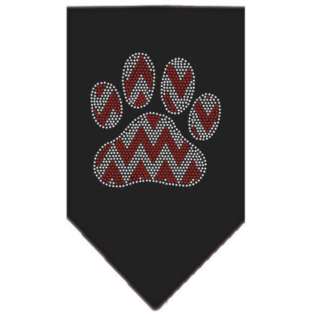 Christmas Pet and Dog Bandana Rhinestone, "Candy Cane Chevron Paw" Navy Blue Small