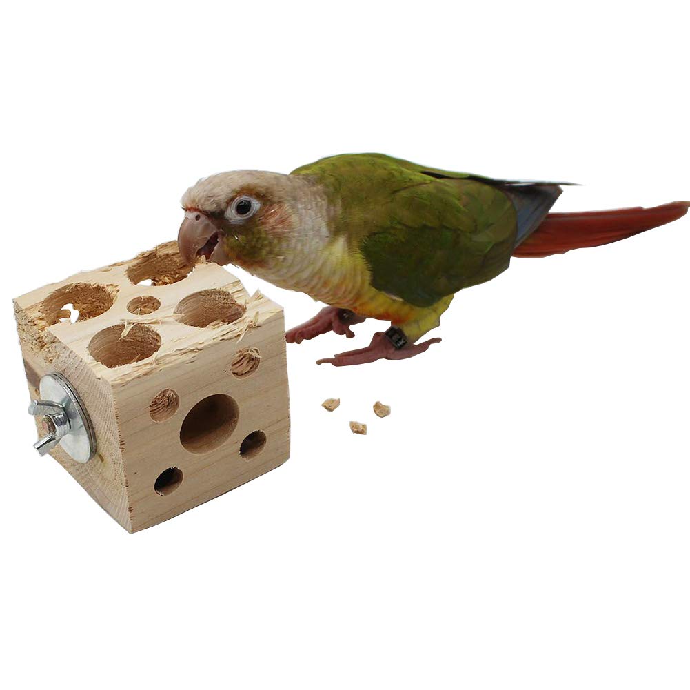 QBLEEV Bird Wooden Block Puzzle Parrot Chicken Foraging Toys, Small Animal Shredding Teething Parakeet Cockatiel Conure Budgie C