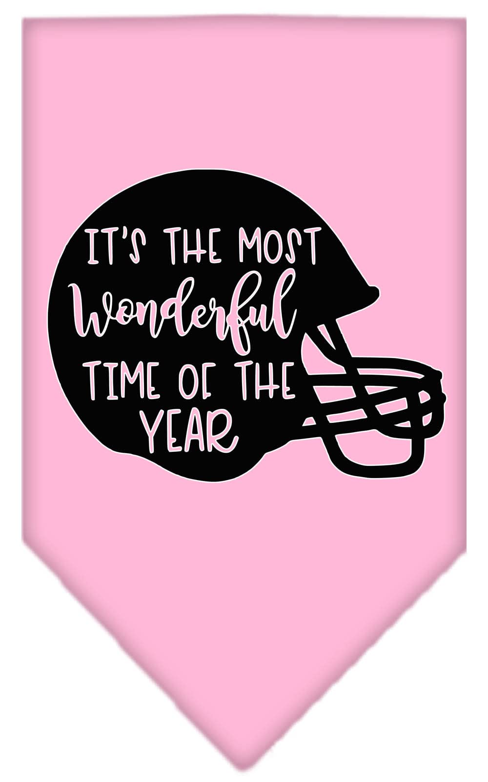 Pet and Dog Bandana Screen Printed, "It's The Most Wonderful Time Of The Year (Football)" Light Pink Small