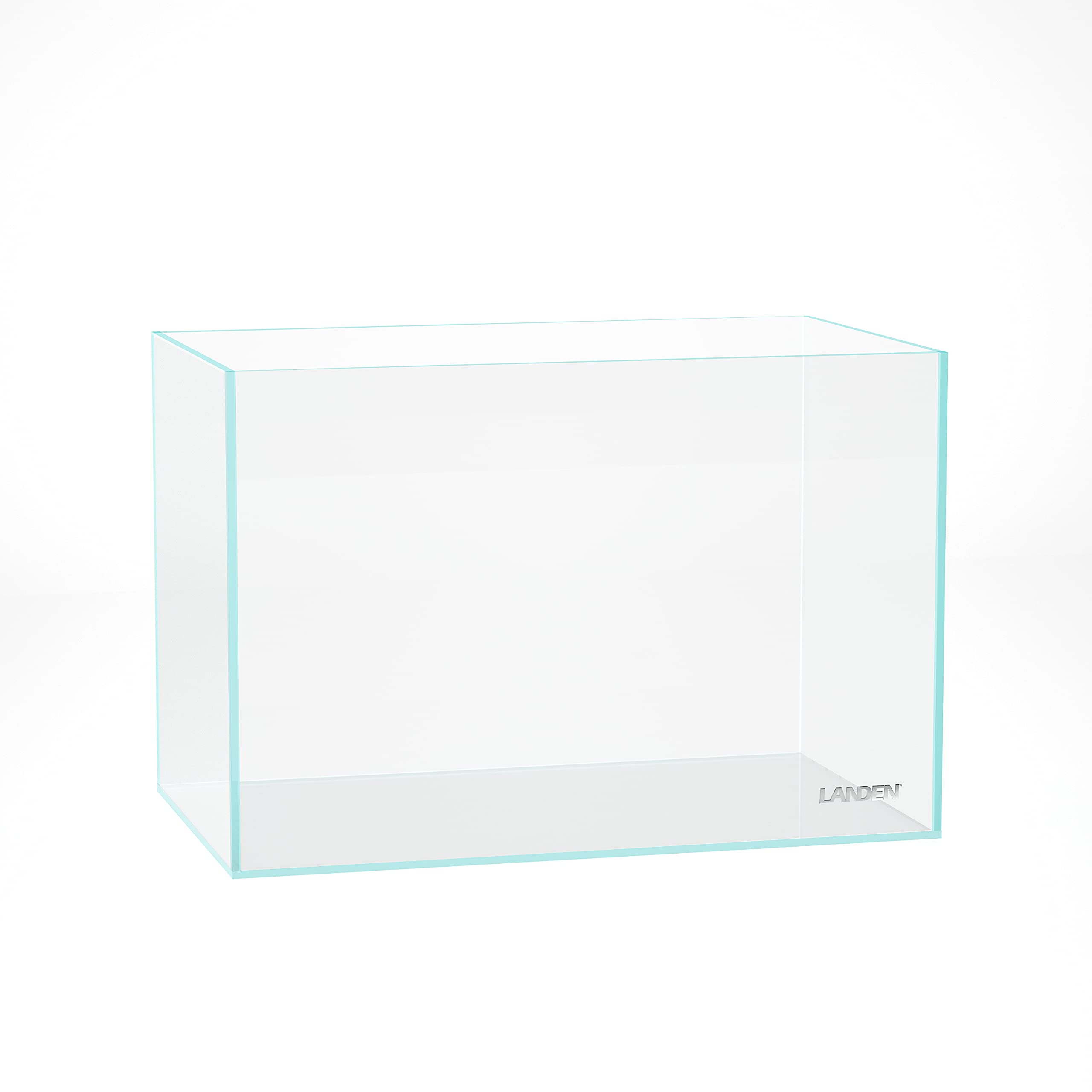 Landen 100P 50 Gallon Rimless Low Iron Aquarium Tank, W39.4  D17.7  H17.7 in(100x45x45cm) 10mm Thickness with Black Nano Foam Le