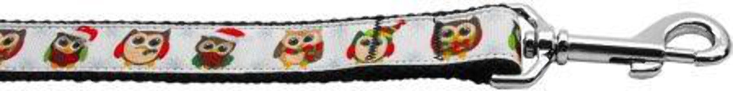 Christmas Pet Dog & Cat Nylon Collar or Leash, "Snowy Owls" 5/8" wide 4 ft Leash