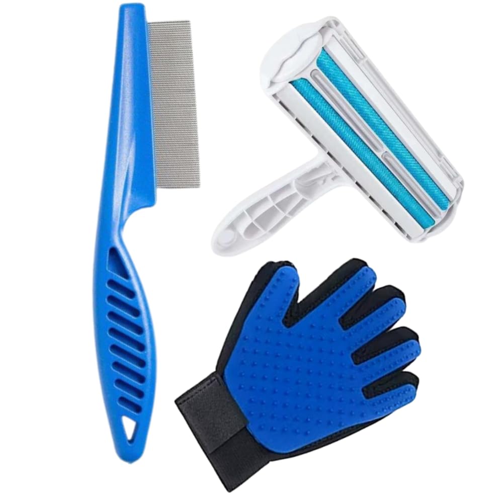 Ultimate Pet Kit - Pet Hair Removal Brush - Pet Grooming Glove - Pet Nit Comb - Your Ultimate Solution to All Pets Problems - Do