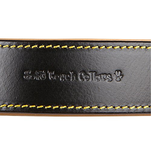 Soft Touch Collars Black Leather Padded Dog Collar, Size Medium, 20' Long X 1' Wide, Neck Size 14.5' To 17.5' Inches
