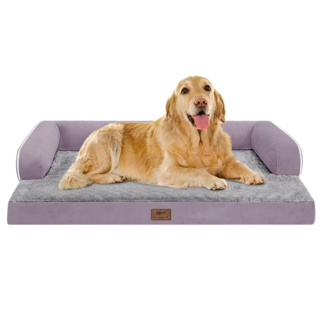 Orthopedic Large Dog Bed Washable, Orthopedic Dog Bed With Washable Removable Cover, Xlarge Orthopedic Dog Beds For Large Dogs, Waterproof Pet Beds And Non-Slip Bottom, Extra Purple Large Dog Bed