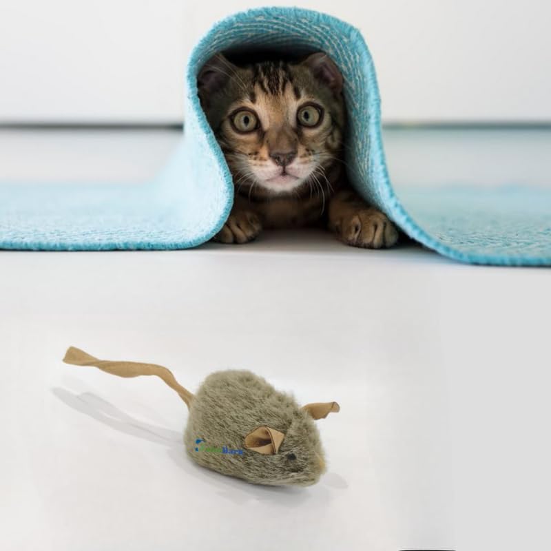 Bohobark Interactive Mouse Toy For Cats And Kittens, Reacts To The Slightest Touch, Realistic Fur Design With Tail, Engaging Pla