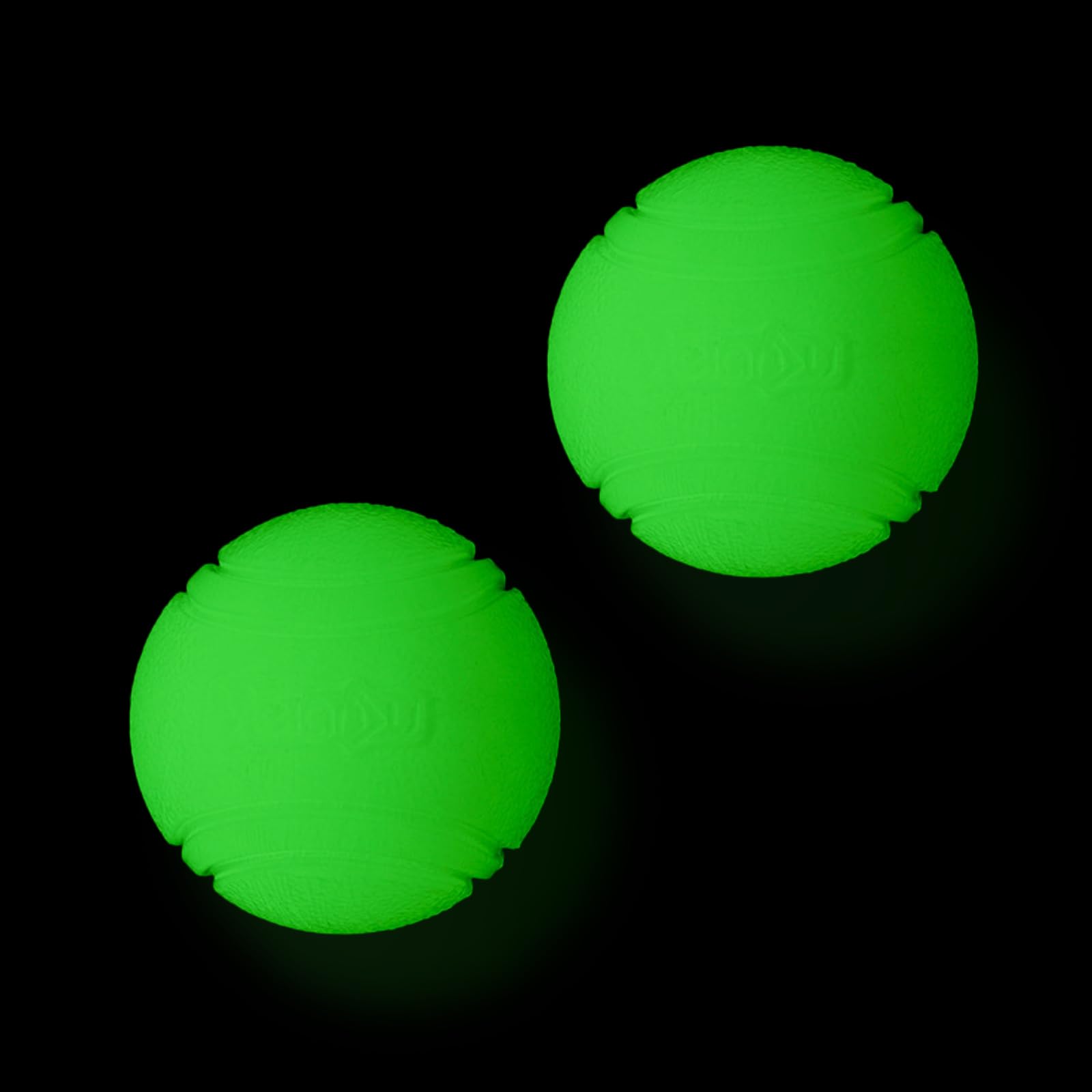 Vitalili 2 Pcs Glowing Fetch Balls - Rubber Glowing Dog Toy Balls, High Bounce, Chew Resistant, Under 60 Lbs, Belgian Malinois G