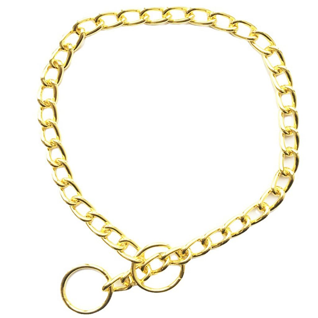 Chain Dog Collars For Medium Dogs, Golden M Metal Slip Link Training Heavy Duty Dog Collar Martingale Puppy Collars For Xxs Xs S
