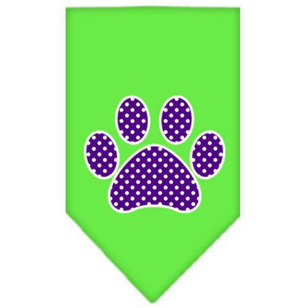 Pet and Dog Bandana Screen Printed, "Purple Swiss Dot Paw" Red Small