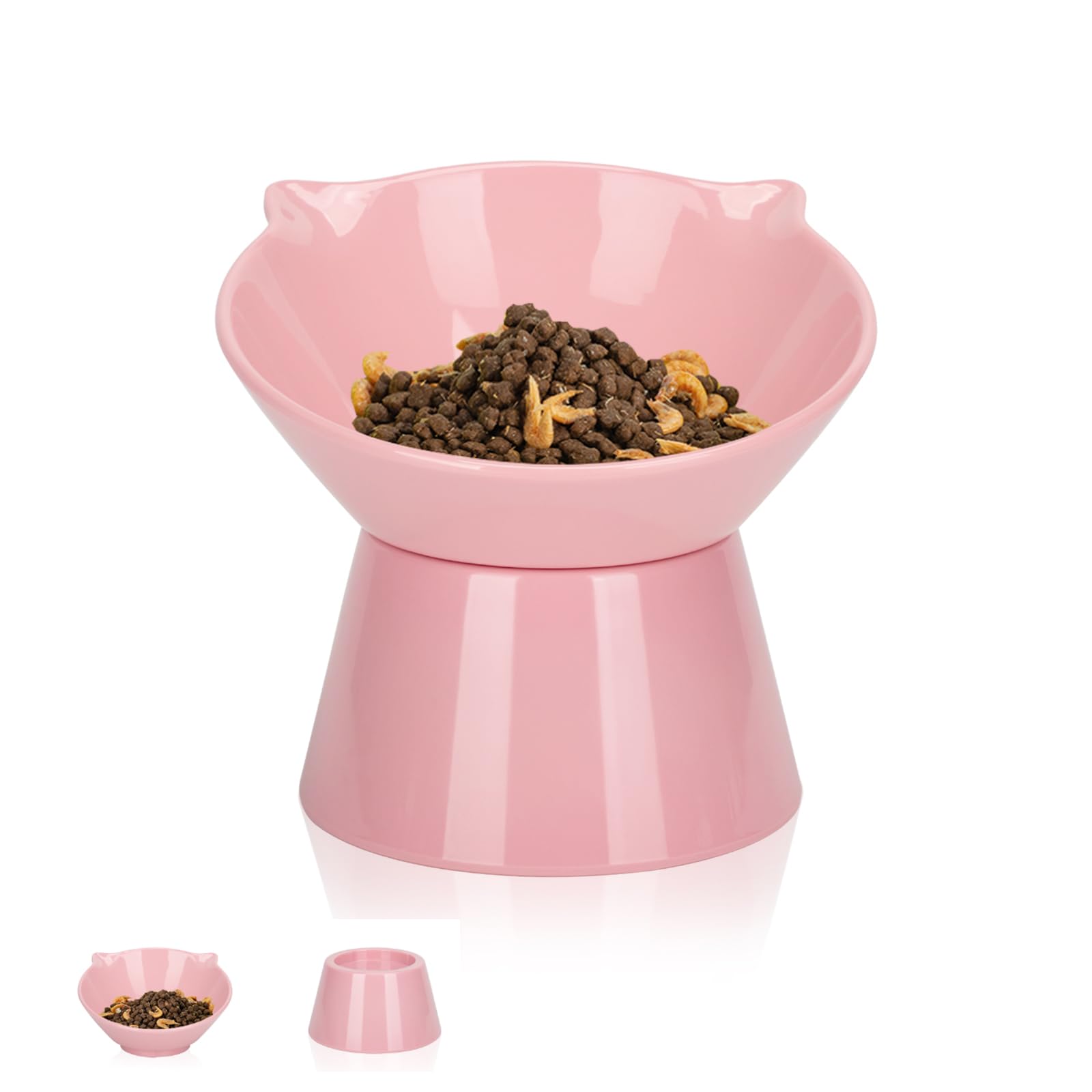 Detachable Elevated Cat Bowls, 15 Tilted Raised Cat Food Bowl Anti-Vomiting,Whisker Friendly, Adjustable Pet Dishes Extra Wide f
