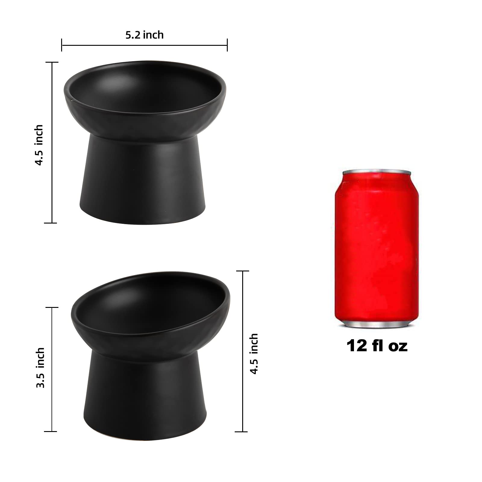 KITCHENLESTAR Ceramic Raised Cat Bowls, Elevated Tilted Cat Food and Water Bowls Set, Porcelain Stress Free Pet Feeder Dish for