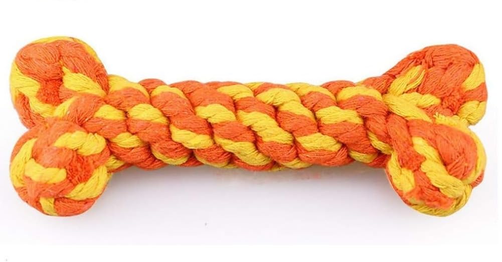 D&C Paws Durable Bone Knotted Cotton Rope Chew Toys Ideal For Teeth Cleaning And Chewing, Small & Medium Dog/Cat/Puppy (Multicol