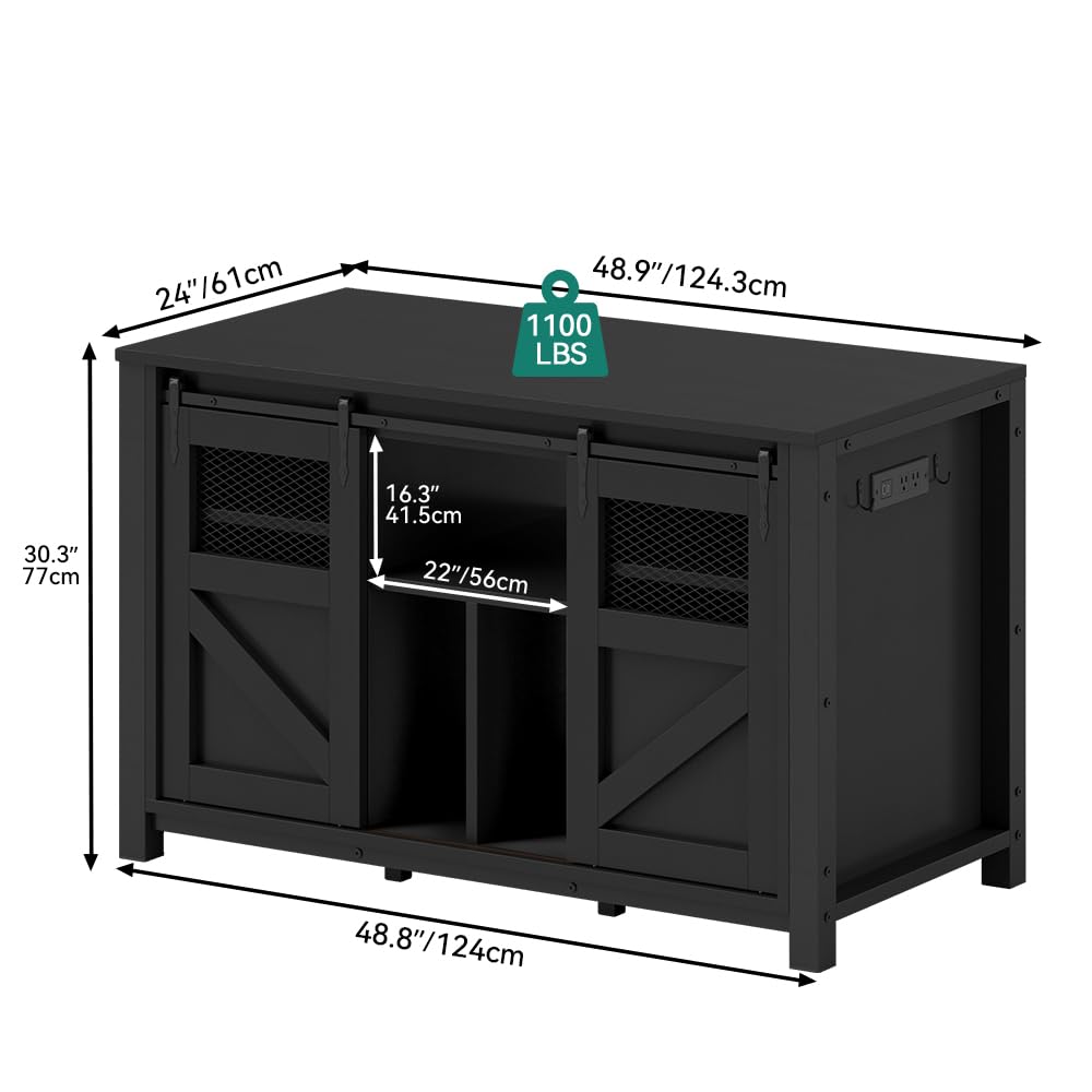 YITAHOME 120 Gallon Reptile Tank Stand with Power Outlets, Heavy Duty Large Reptile Tank Stand with Barn Door, Reptile Tank Turt
