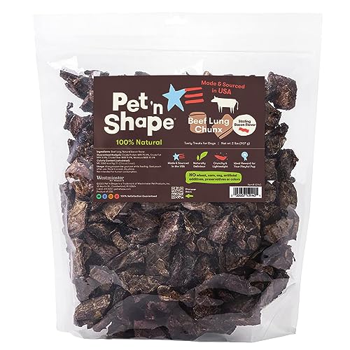 Pet n Shape CHUNX - Beef Lung Natural Dog Treats - Made and Sourced in the USA, 32 Ounce