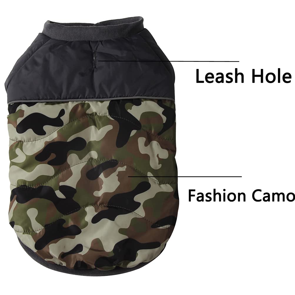 Vecomfy Fleece Lining Warm Dog Coats For Small Dogs Waterproof Puppy Jacket With Front Legs For Winter Green Camo Xs