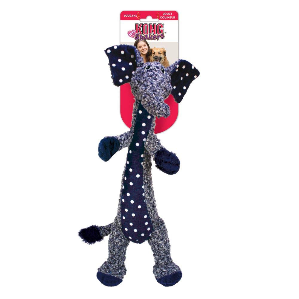 Kong Shakers Luvs Elephant - Long Body For Fetch And Tug - Blue (Large)