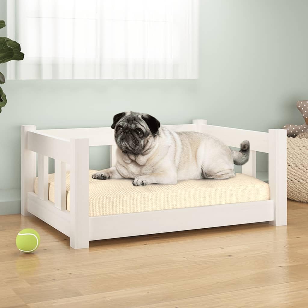 vidaXL Solid Wood Pine Dog Bed in White - Minimalistic Design Pet Sofa for Small to Medium Sized Dogs - Assembly Required