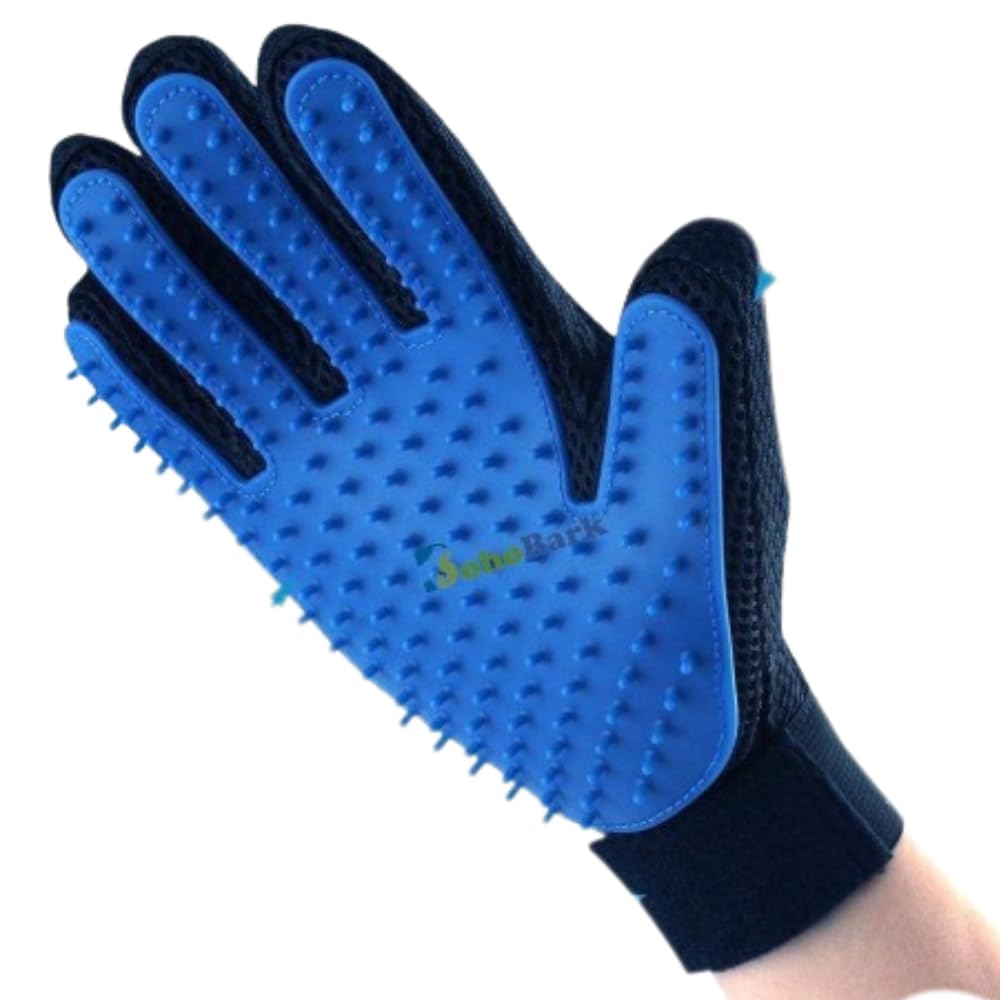 Bohobark Pet Hair Remover Handbursh  Gentle Pet Grooming Glove Brush  Deshedding Glove  Massage Mitt With Enhanced Five Finge