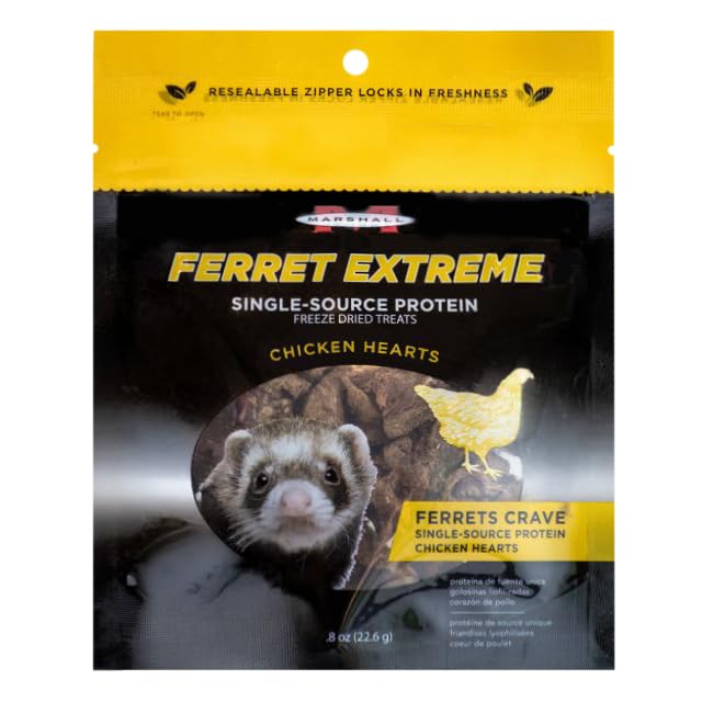 Marshall Pet Products RA Ferret Extreme Chicken Hearts Treat - 8 oz - Protein-Rich, Nutritious and Delicious Snacks for Ferret H