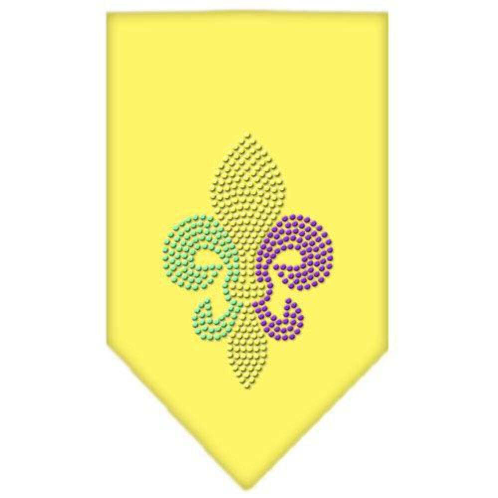 Mirage Pet Products Mardi Gras Fleur De Lis Rhinestone Bandana, Yellow, Small