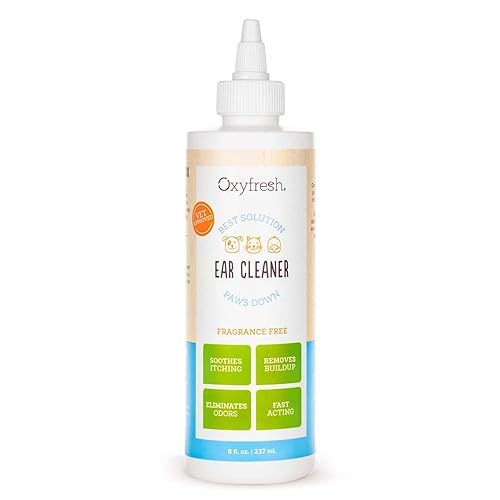 Oxyfresh Advanced Pet Ear Cleaner - Best Dog Ear Cleaner Solution - Helps With Yeast, Wax, Dirt & Itchy Ear Canal - Cleaning, Soothing, & Sting-Free Dog Ear Wash & Cat Ear Cleaner 8Oz