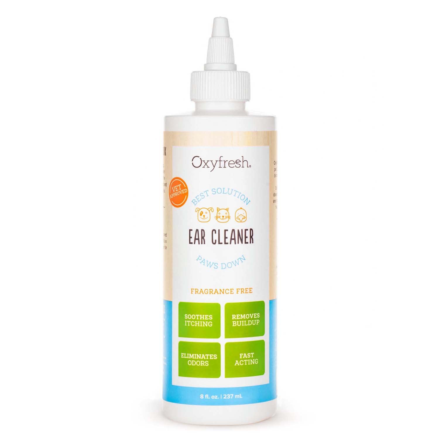 Oxyfresh Advanced Pet Ear Cleaner - Best Dog Ear Cleaner Solution - Helps With Yeast, Wax, Dirt & Itchy Ear Canal - Cleaning, Soothing, & Sting-Free Dog Ear Wash & Cat Ear Cleaner 8Oz