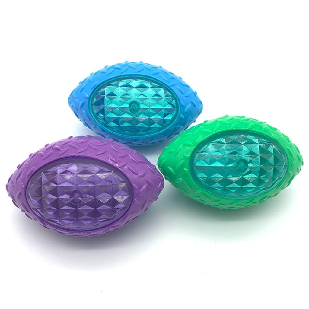 Woofy pet LED Rugby Ball Toy | Interactive Squeaky chew Toy | LED Light Ball for Cats Dogs  Color May Vary (1Pcs)