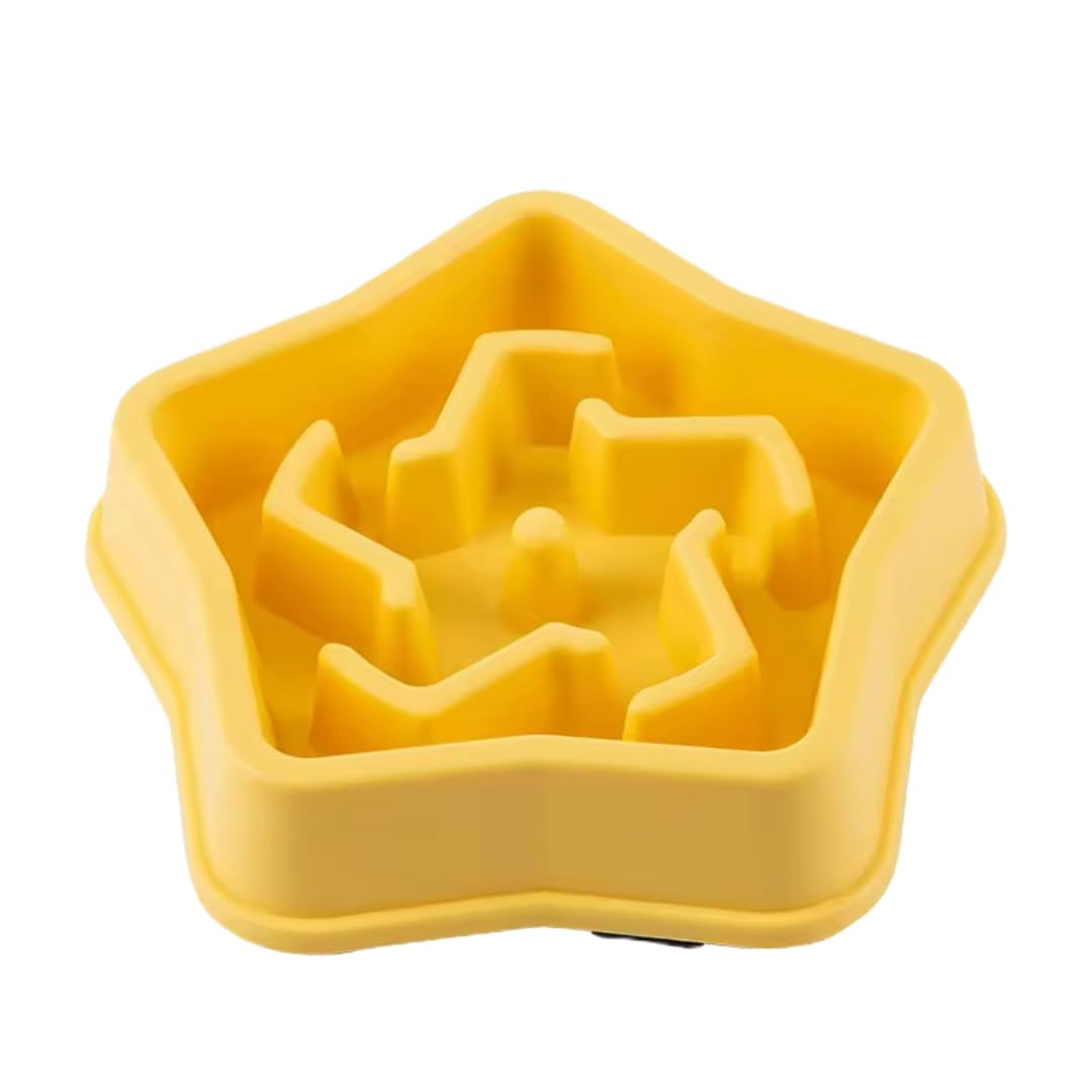 Urban Pet Gallery Pet Feeding Bowls For Dogs And Cats, Durable NonSlip Feeding Bowl, Star Design (Yellow)