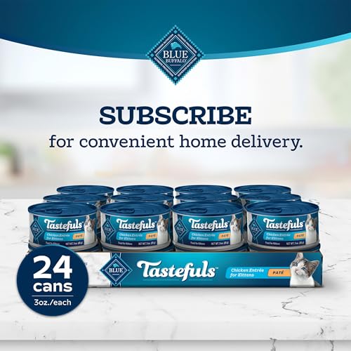 Blue Buffalo Tastefuls Wet Cat Food Pat   for Kittens, Made with Natural Ingredients | Chicken Entr  e, 3-oz. Cans (24 count )