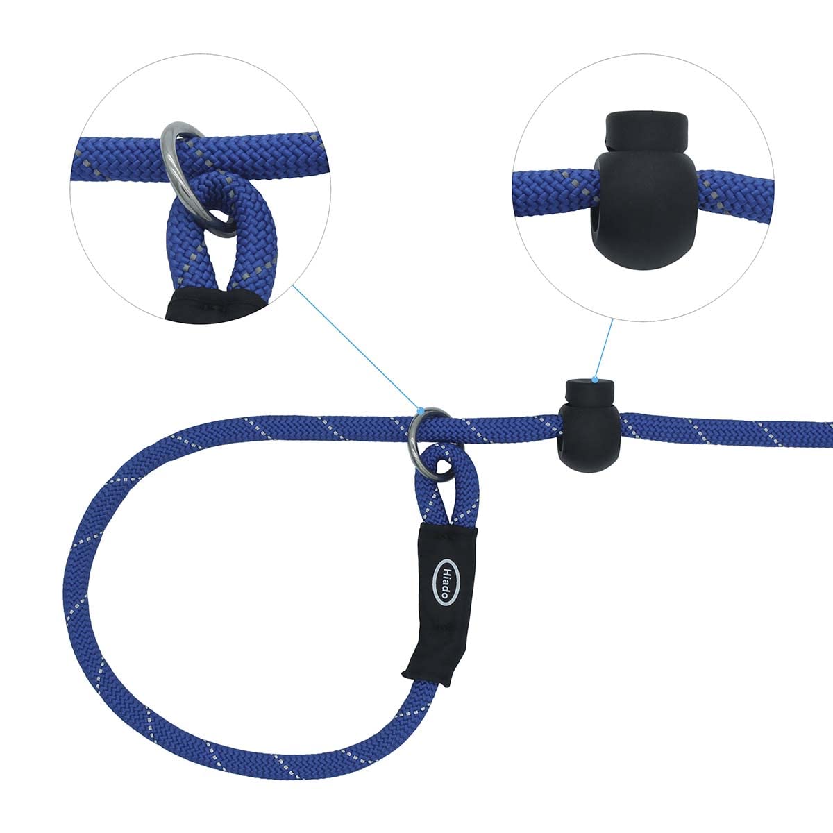 Hiado Slip Lead Dog Leash Reflective With Stopper Loop Rope Training No Pull For Small Medium Large Dogs 4Ft Blue