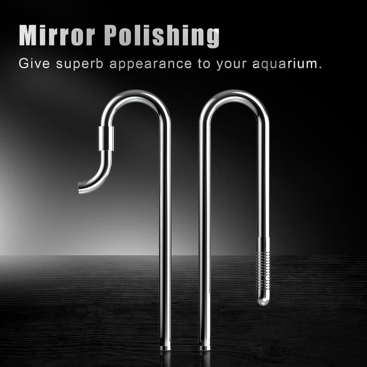 FZONE Stainless Steel Lily Pipe Set for 16/22mm Filter Hoses - Ideal for Aquarium Plant Tanks, Silver, Includes Acrylic Pipe Fixer