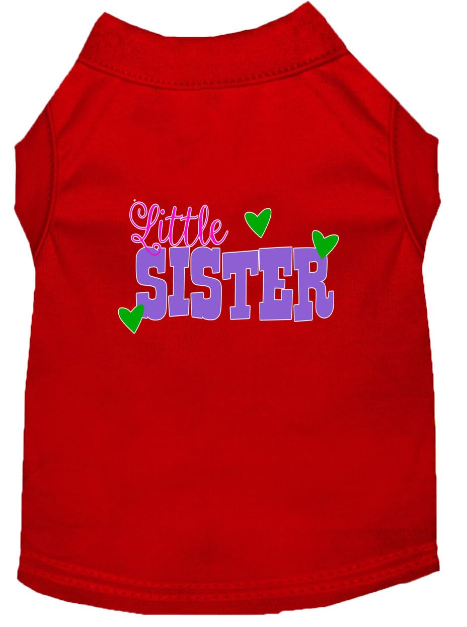 Pet Dog & Cat Shirt Screen Printed, "Little Sister" Red LG (10-14 lbs.)