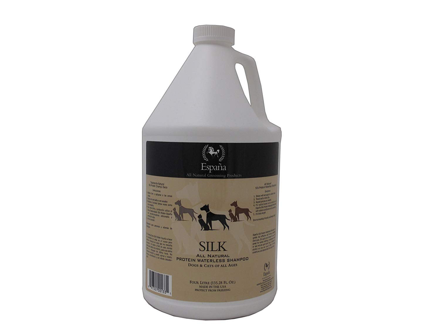 Espana Silk ESP0225DC Specially Formulated Silk Protein Waterless Shampoo for Dogs and Cats, 135.28-Ounce