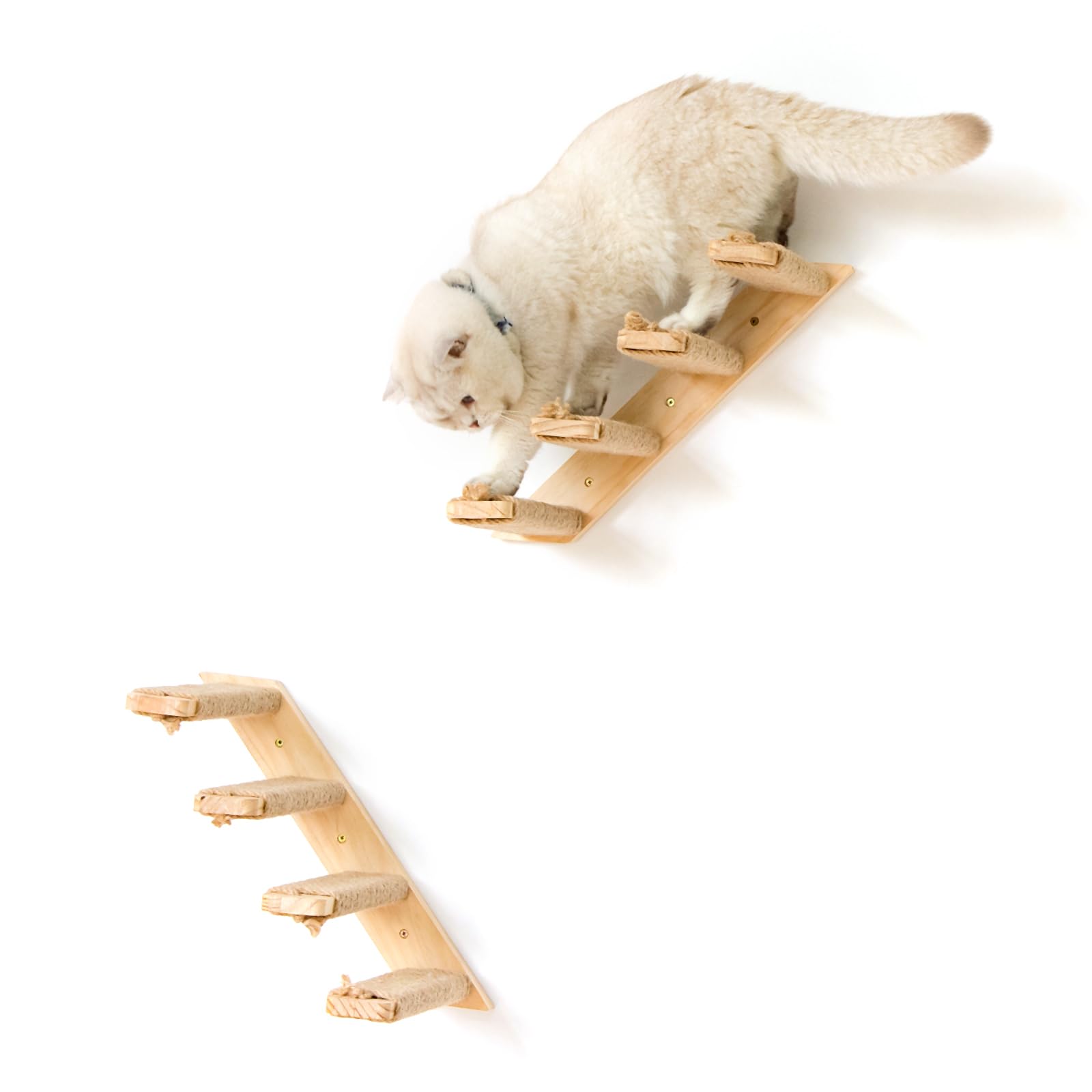 Ewenono 1 Pack 4 Steps Cat Wall Shelves Cat Wall Stairs With Sisal Rope.An Improved&Stronger Cat Wall Steps Cat Tree Supplies, L