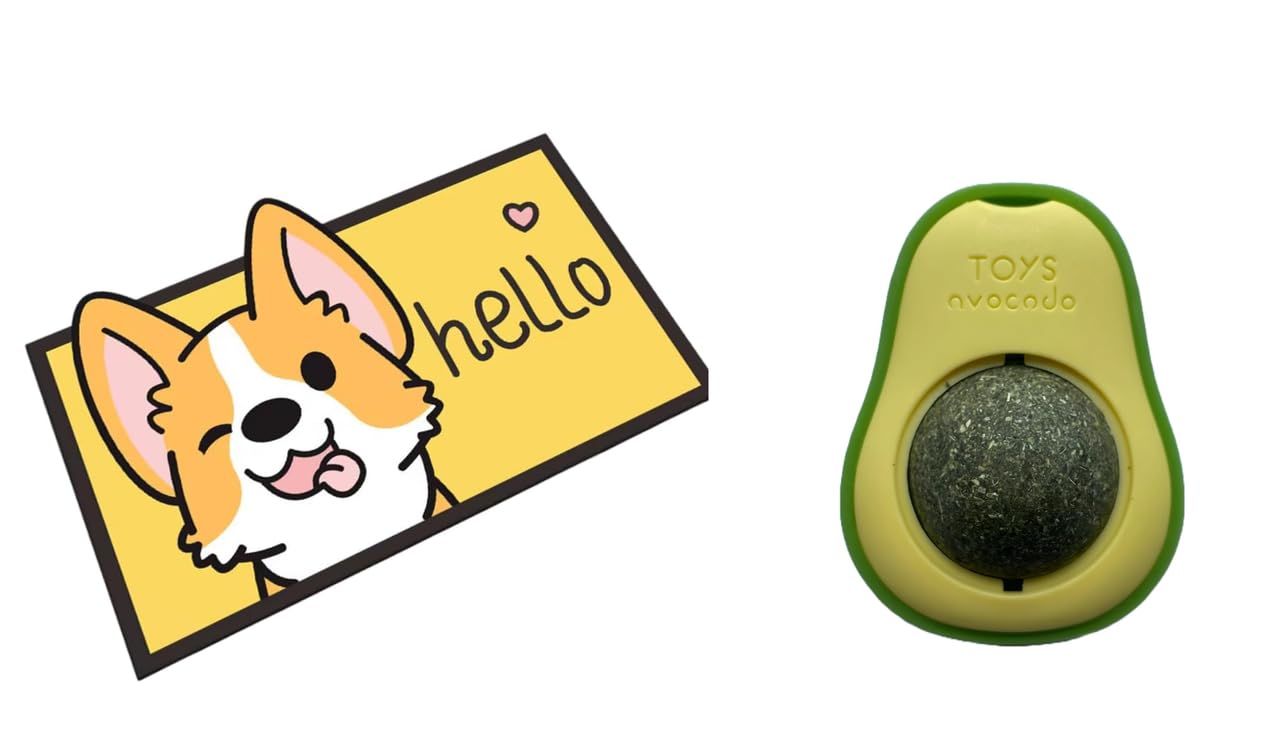 Adorable Crystal Velvet Cartoon Cat Litter Mat  Ultra Soft, Waterproof, 60 X 35Cm (Yellow, Dog) And Catnip Toy Rotatable, Cat C