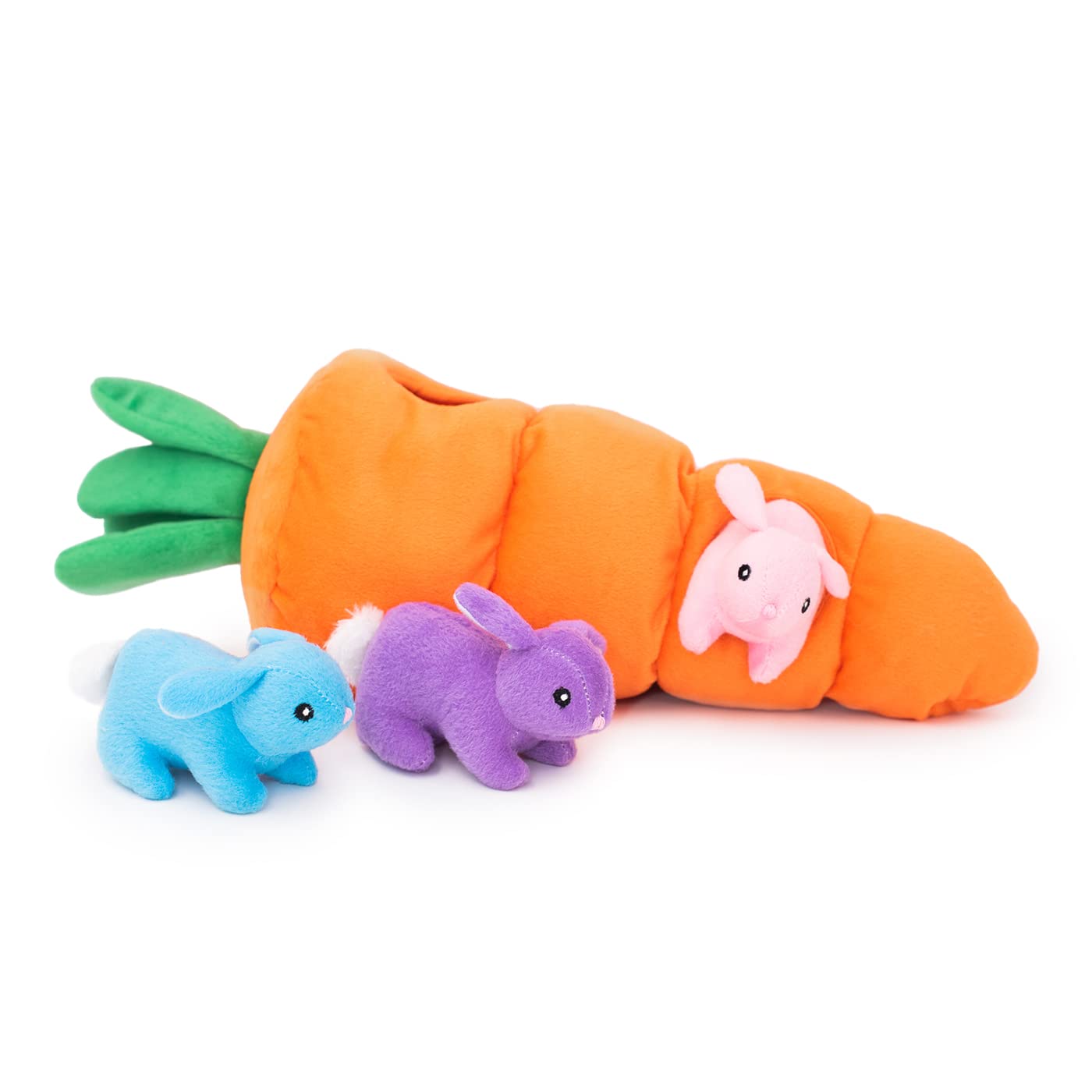 ZippyPaws Holiday Burrow Plush Dog Toy - Interactive Squeaky, 18x6x6 in, Easter Carrot, Model 818786017606