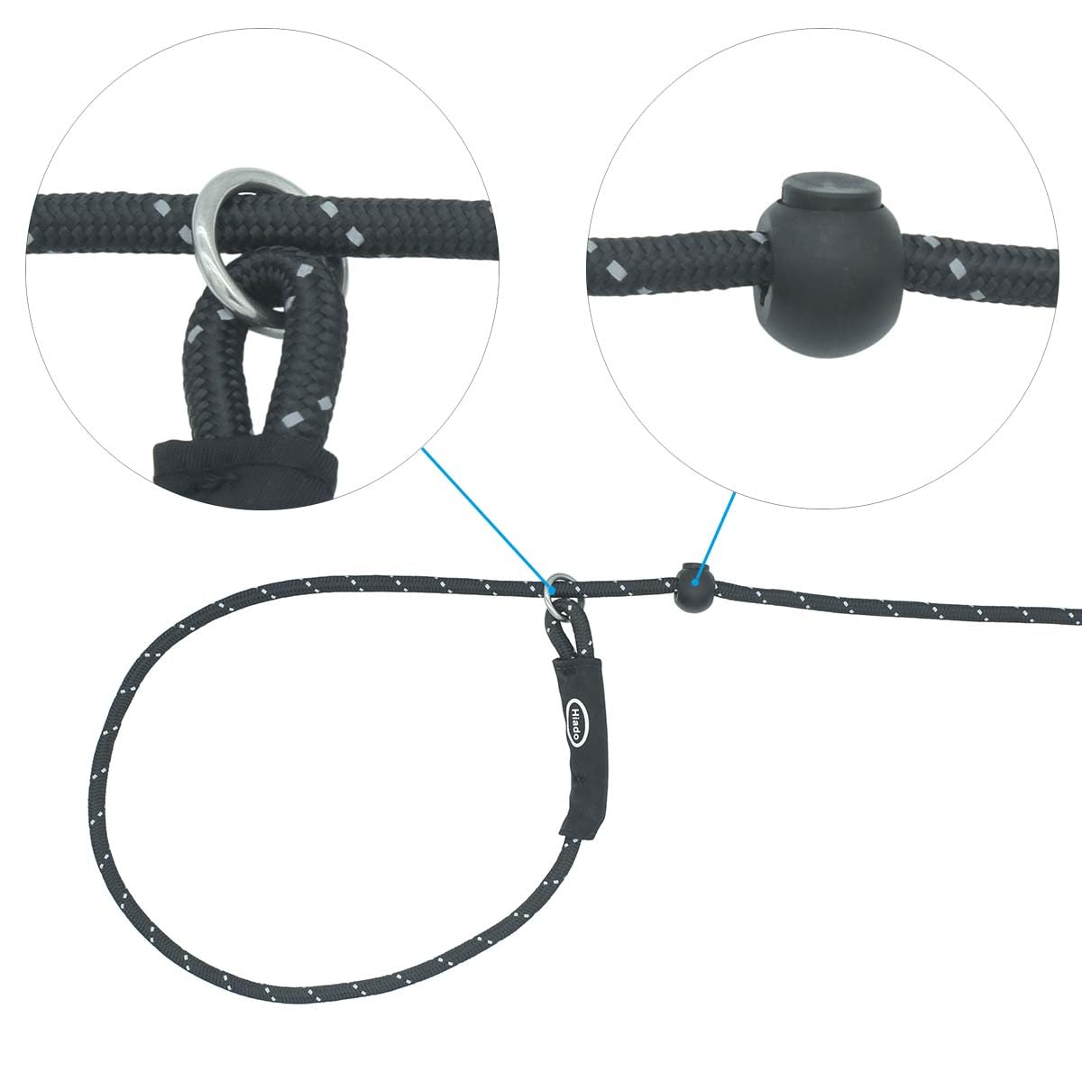 Hiado Slip Lead Dog Leash Reflective Soft With Stopper Loop Rope Training No Pull For Small Medium Dogs 6Ft Black