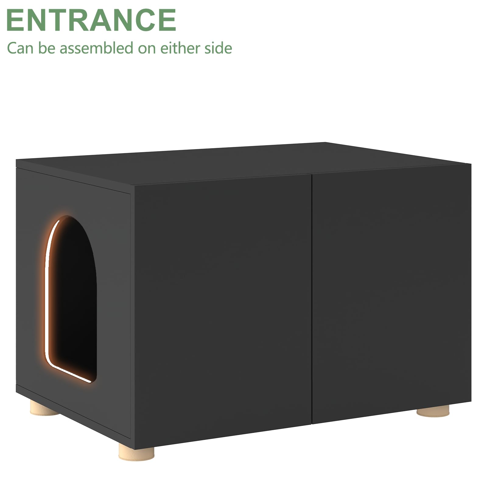 Amunrbrek Cat Litter Box Enclosure, Litter Box Furniture, Stylish Modern Litter Box Cabinet, Wooden Cat House, End Table, Nights