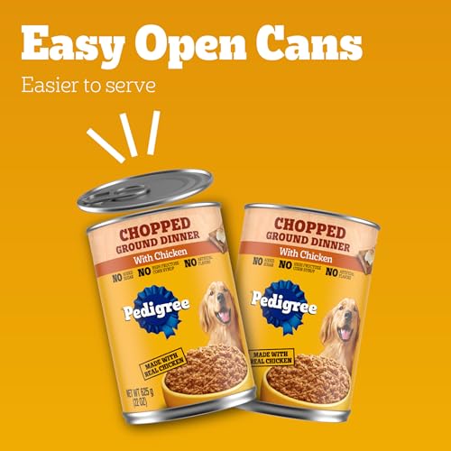 Pedigree Chopped Ground Dinner Adult Canned Soft Wet Dog Food With Chicken, 22 oz. Cans (12 Count, Pack of 1)