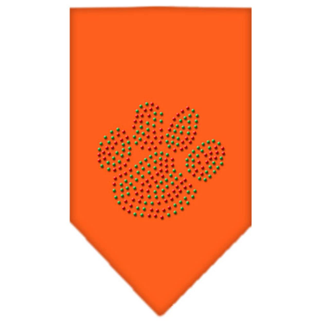 Mirage Pet Products Christmas Paw Rhinestone Bandana, Large, Orange