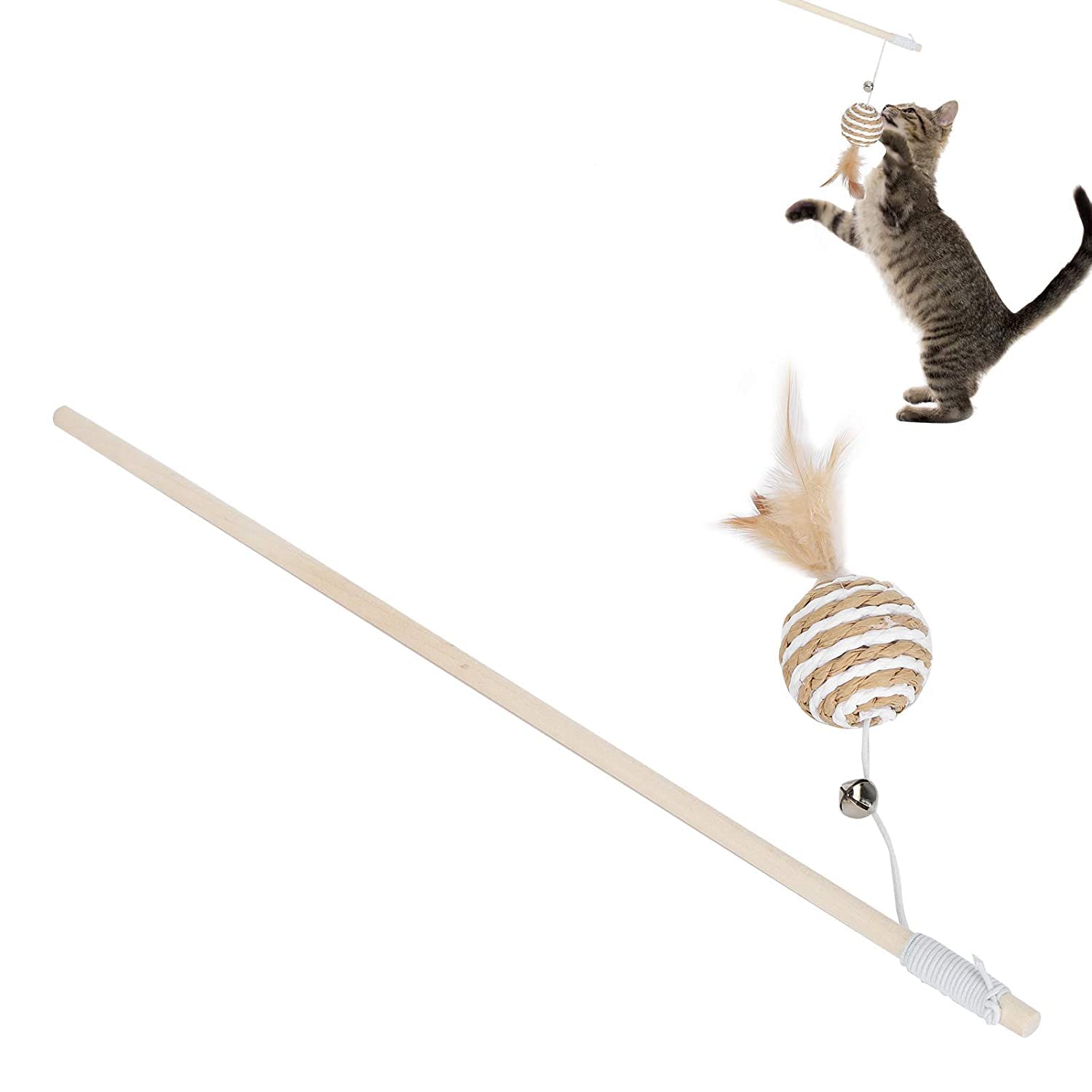 Psk Pet Mart Cat Stick Cat Interactive Stick With Bells Feather Wand For Cat Teaser Catcher Exercise Playing Fun Toys Pet Suppli