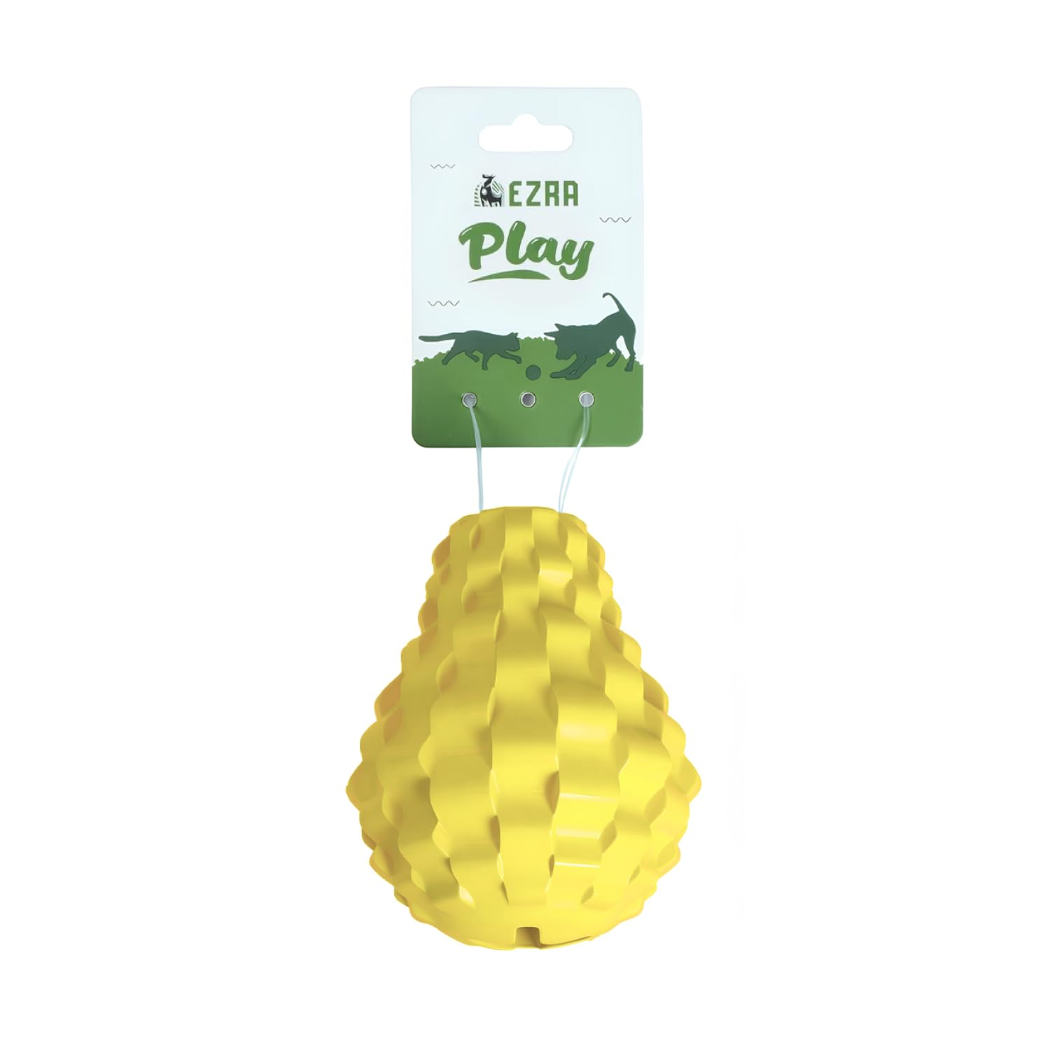 Ezra Play Refillable Pear Dog Toy  Yellow, Durable NonToxic Rubber Chew Ball | Interactive Fetch, Bounce & Dental Health Toy F