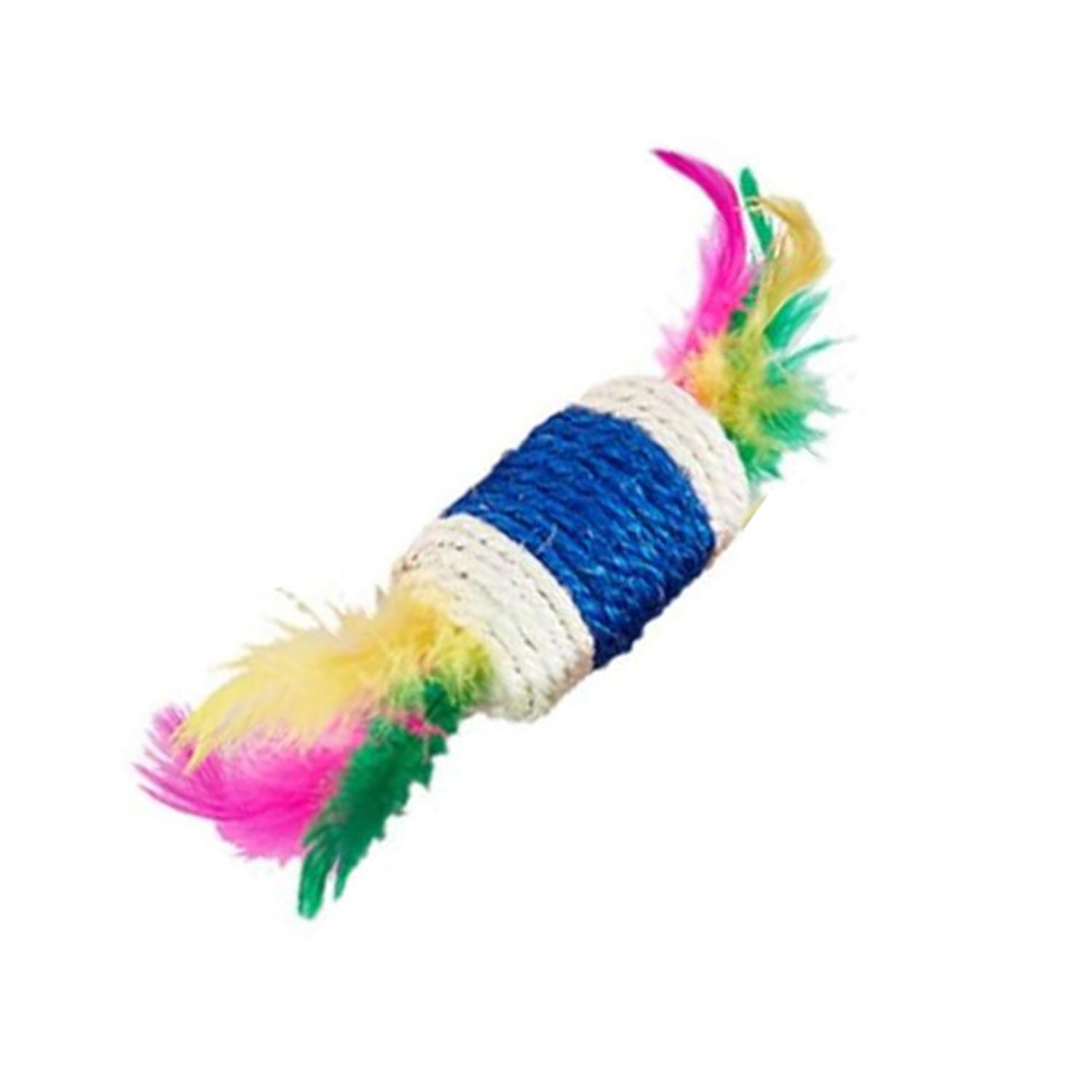 Pet Fun Cat Teaser Stick With Feather & Paper Rope Cylinder | Interactive Play Toy |Pack Of 4
