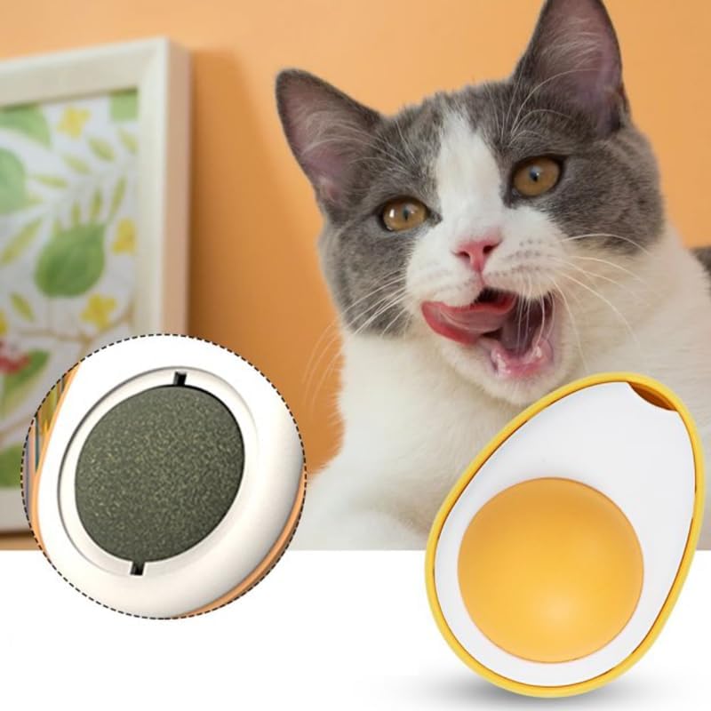 Pet Believe Cat Catnip Ball Egg Shape, Catnip Edible Licking Ball, Cat Treat Toy Rotatable Catnip Ball Edible Kitten Egg Toy Pet