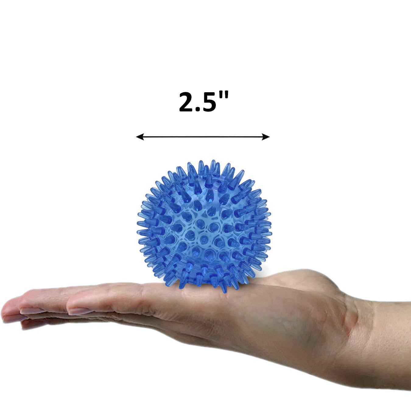 Cutie'S Petbox Squeaky Rubber Spike Toy Ball For Small Dogs, 3-Colors Blue Green Yellow (2.5 Inch, Multi-Pack)